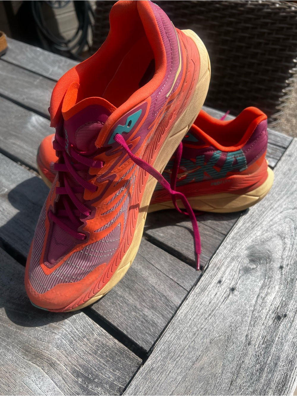 Hoka One One Tectron Orange, Pink & Teal Men's Running Sneakers